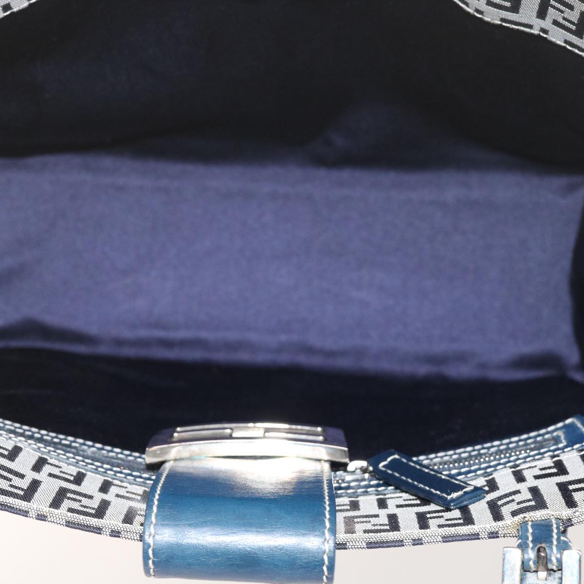 FENDI Zucchino Canvas Mamma Baguette Shoulder Bag Navy bs11001