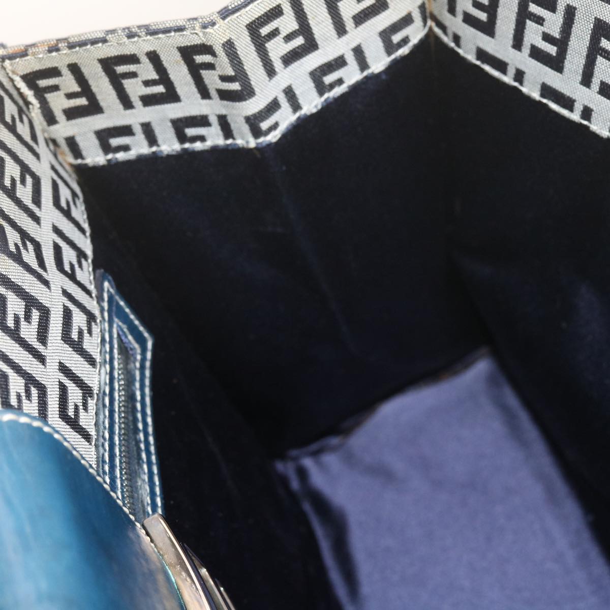 FENDI Zucchino Canvas Mamma Baguette Shoulder Bag Navy bs11001