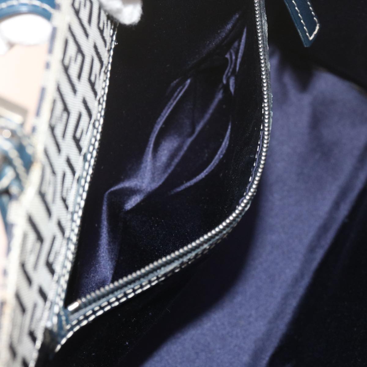 FENDI Zucchino Canvas Mamma Baguette Shoulder Bag Navy bs11001