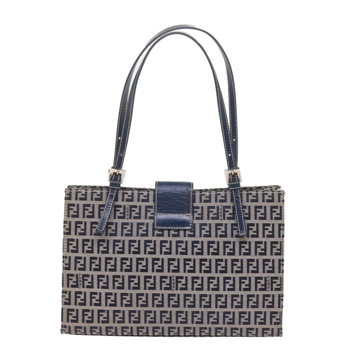FENDI Zucchino Canvas Mamma Baguette Shoulder Bag Navy bs11001