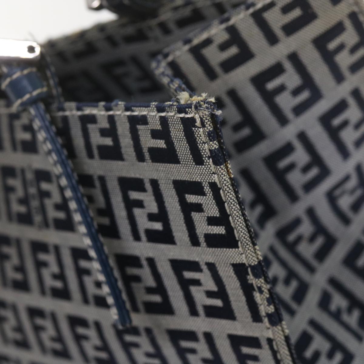FENDI Zucchino Canvas Mamma Baguette Shoulder Bag Navy bs11001