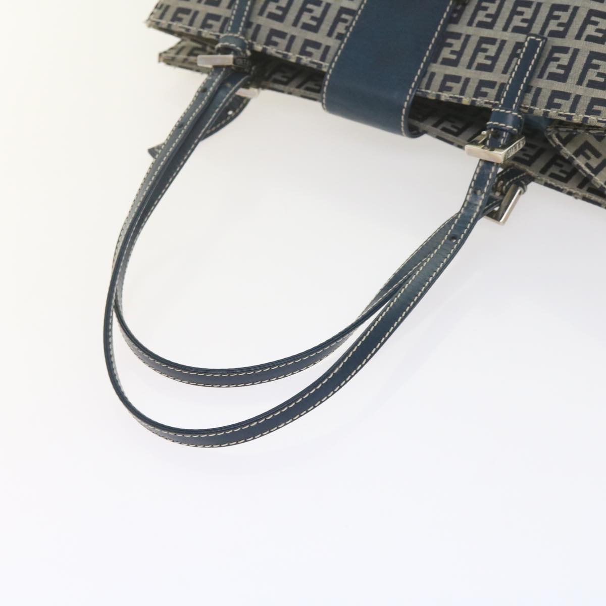 FENDI Zucchino Canvas Mamma Baguette Shoulder Bag Navy bs11001