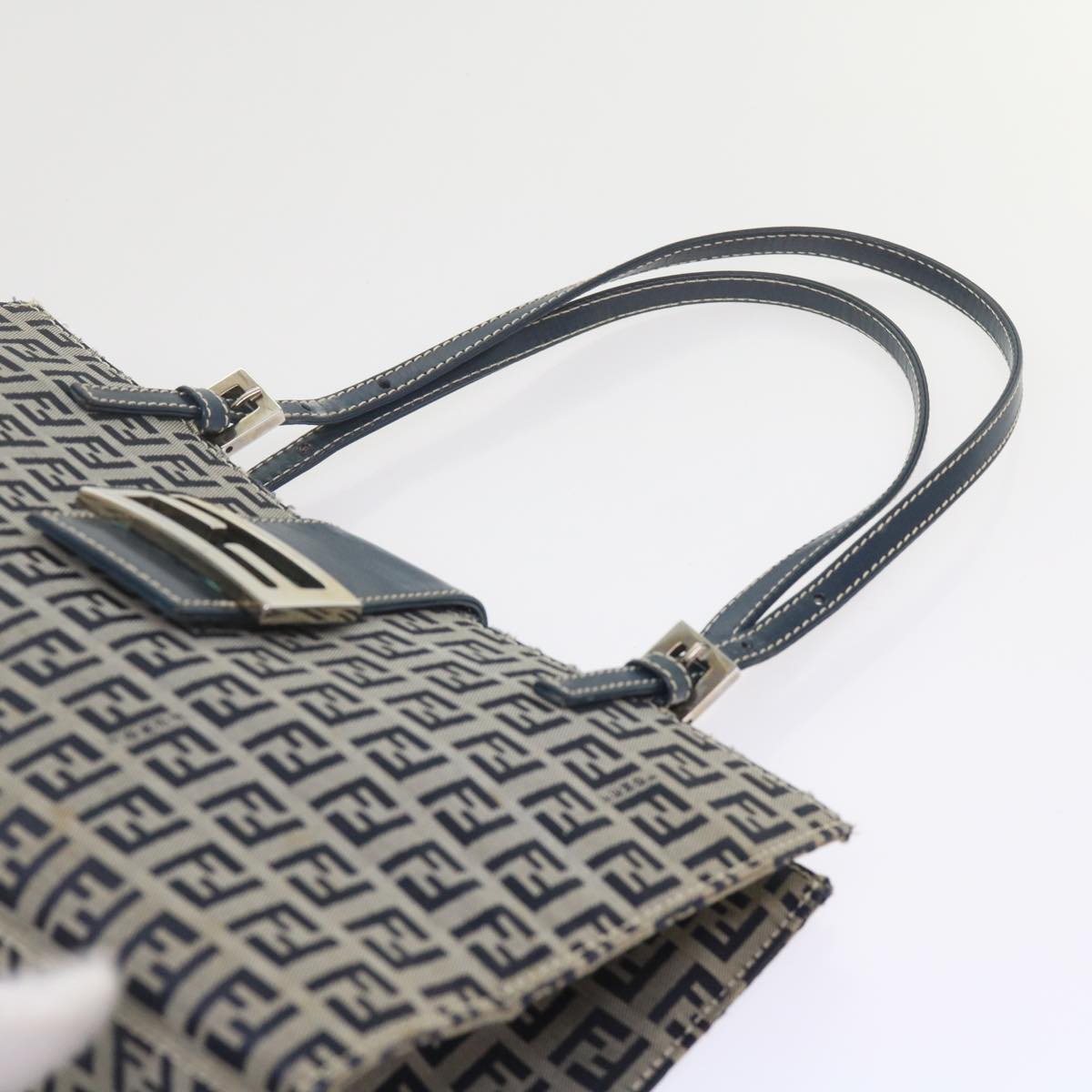 FENDI Zucchino Canvas Mamma Baguette Shoulder Bag Navy bs11001