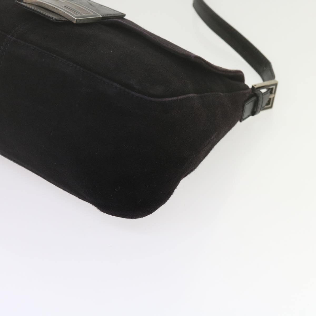 FENDI Mamma Baguette Shoulder Bag Suede Black 2308 26325 089 bs11079