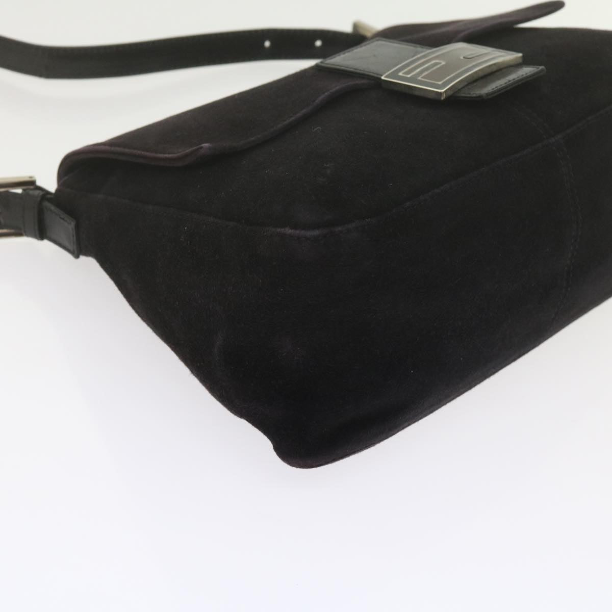 FENDI Mamma Baguette Shoulder Bag Suede Black 2308 26325 089 bs11079