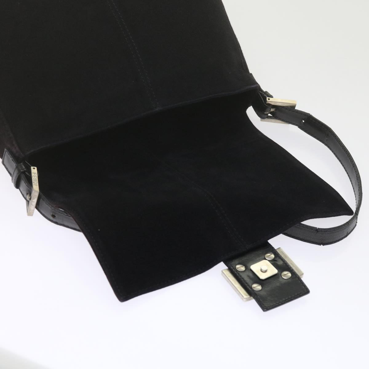 FENDI Mamma Baguette Shoulder Bag Suede Black 2308 26325 089 bs11079