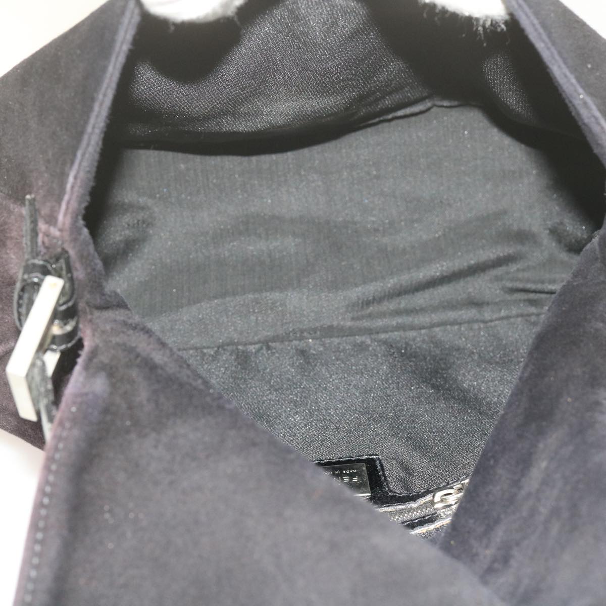 FENDI Mamma Baguette Shoulder Bag Suede Black 2308 26325 089 bs11079
