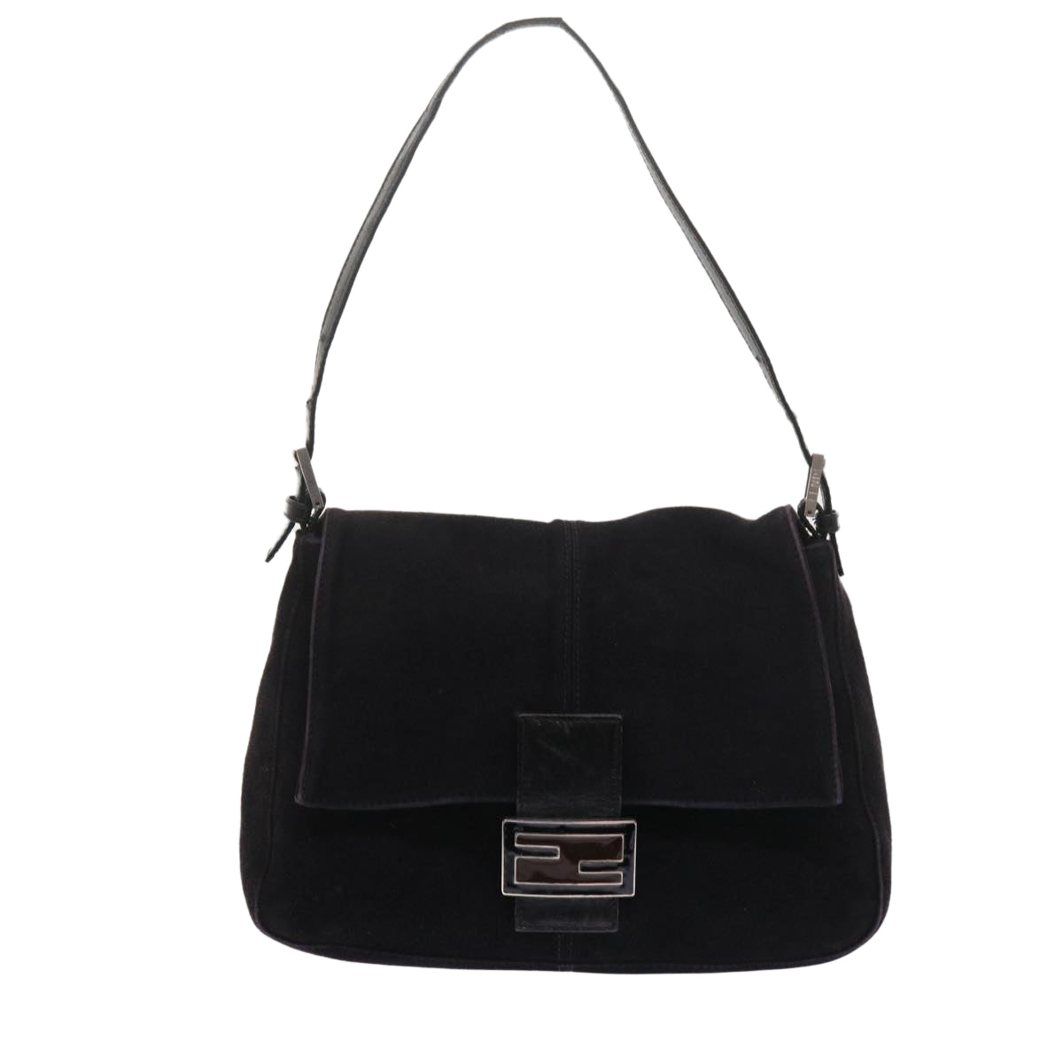 FENDI Mamma Baguette Shoulder Bag Suede Black 2308 26325 089 bs11079