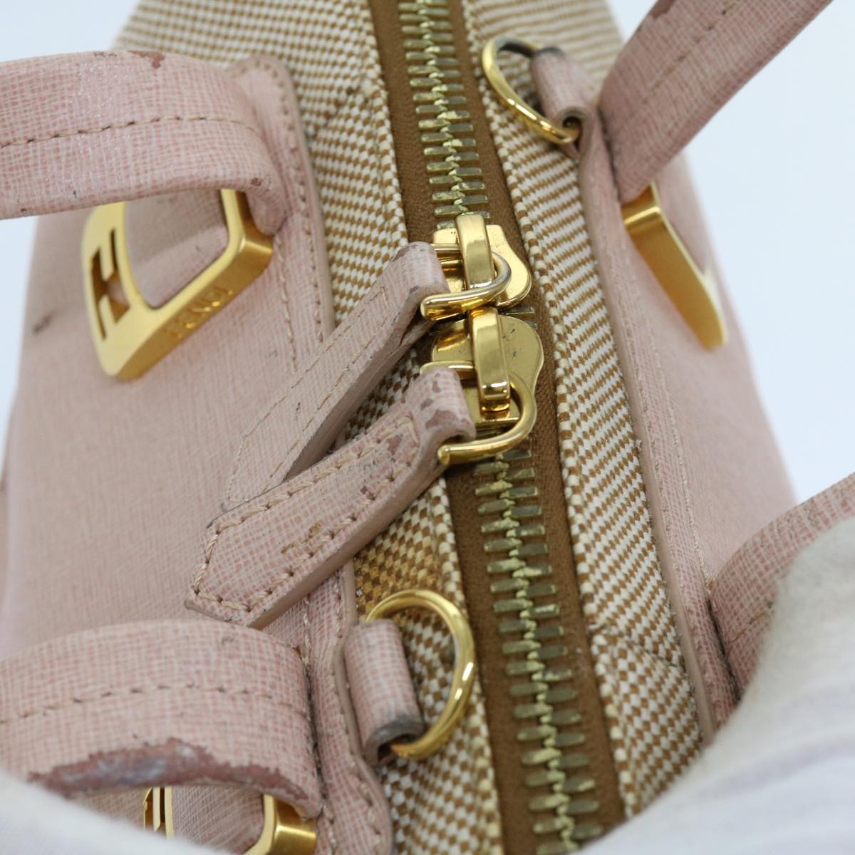 FENDI Chameleon Hand Bag Leather 2way Pink bs11132