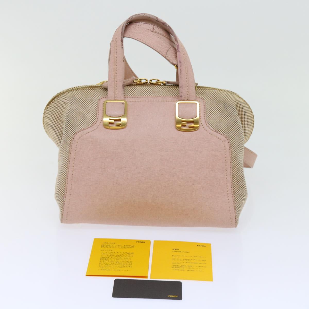 FENDI Chameleon Hand Bag Leather 2way Pink bs11132