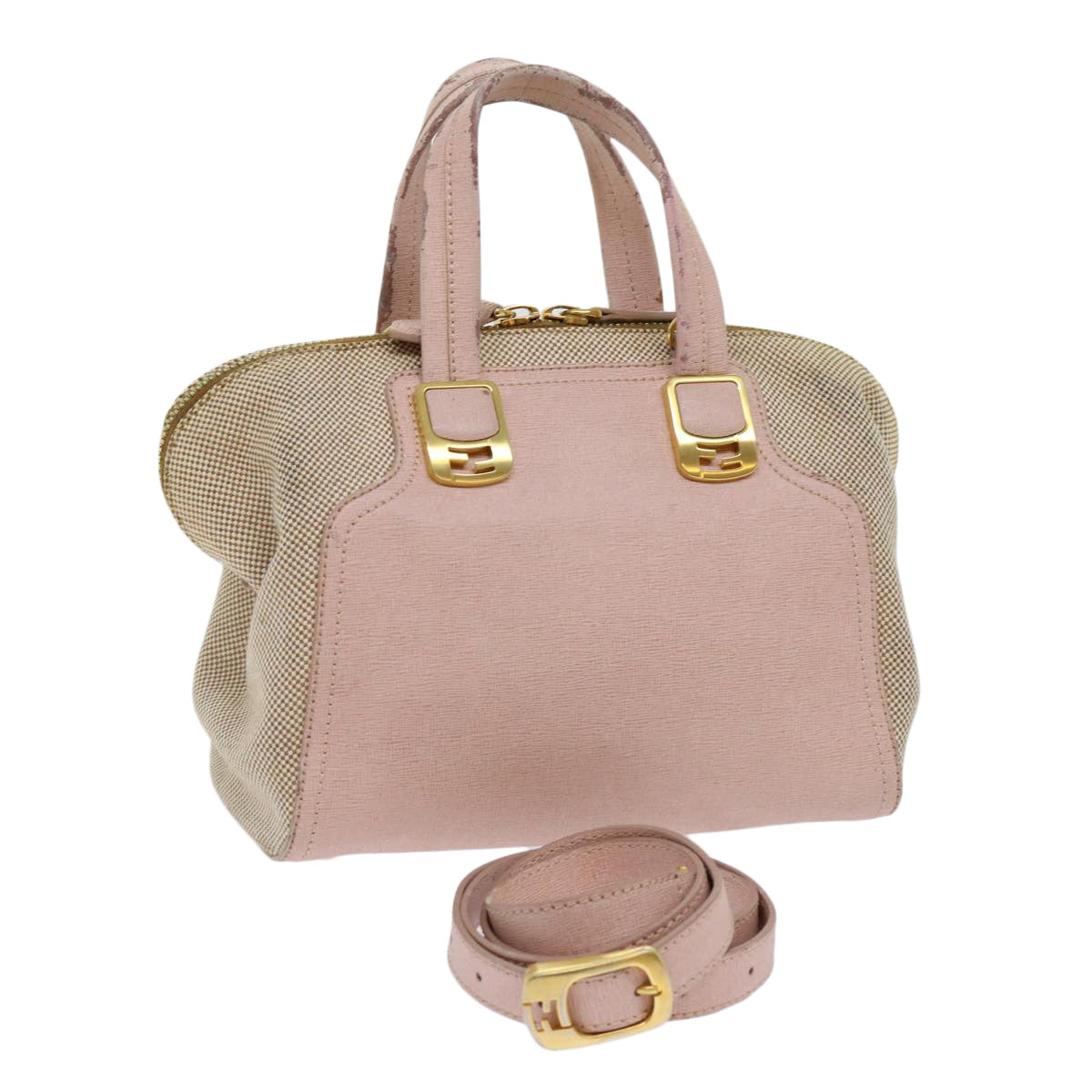 FENDI Chameleon Hand Bag Leather 2way Pink bs11132