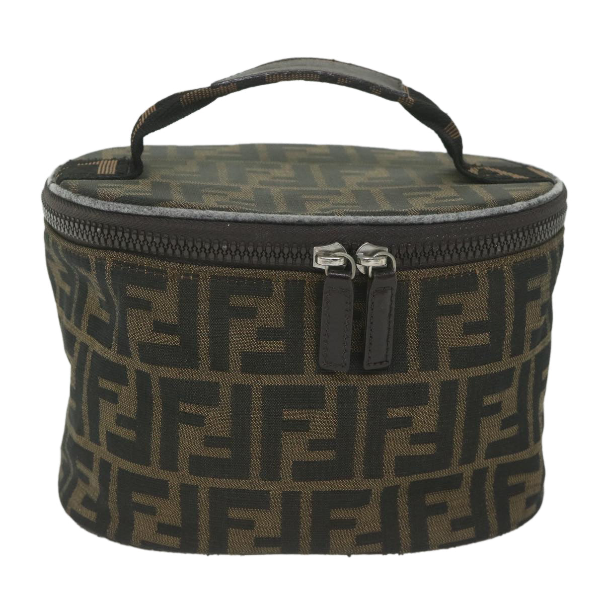 FENDI Zucca Canvas Vanity Cosmetic Pouch Black Brown bs11154
