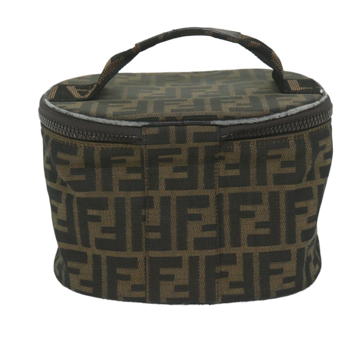 FENDI Zucca Canvas Vanity Cosmetic Pouch Black Brown bs11154