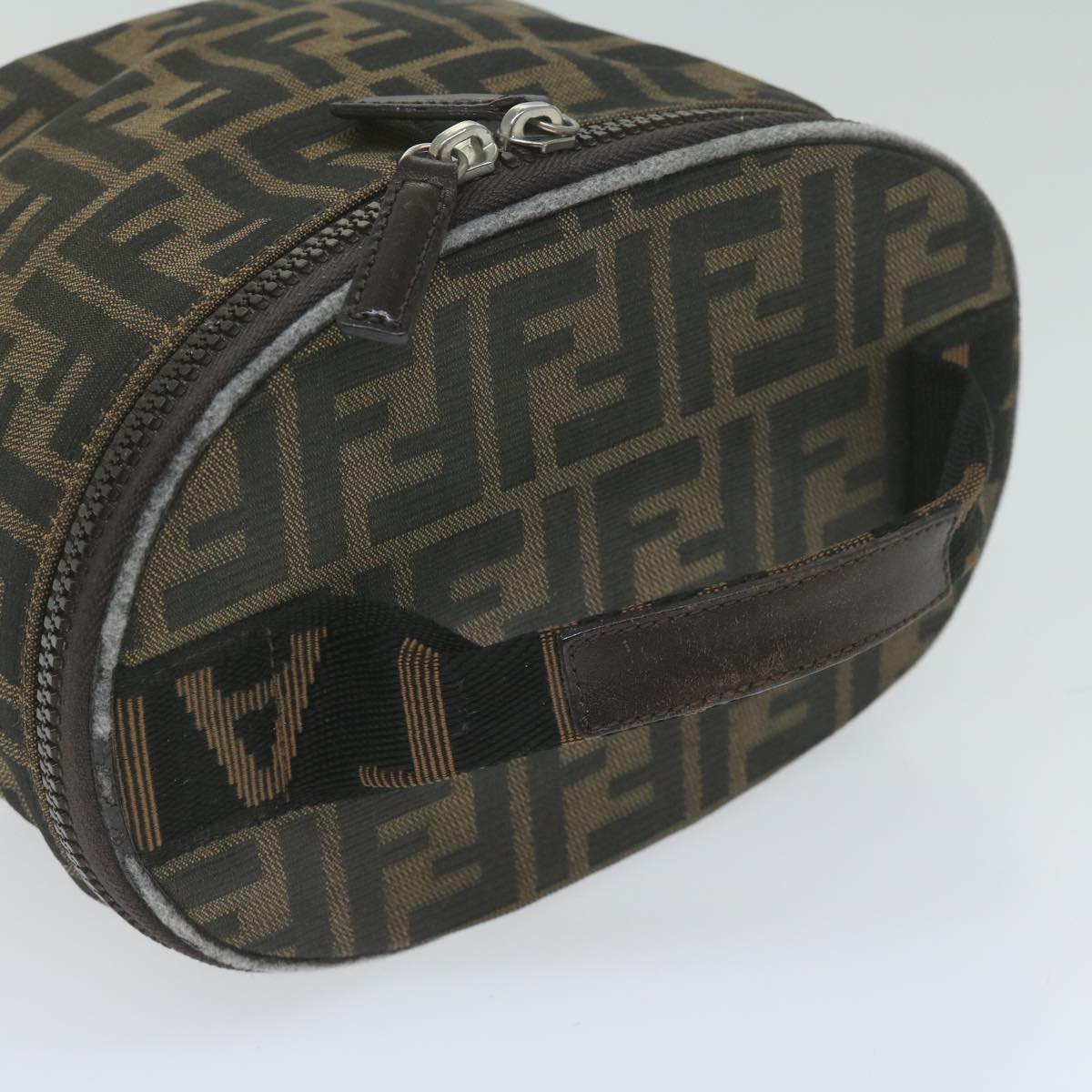 FENDI Zucca Canvas Vanity Cosmetic Pouch Black Brown bs11154