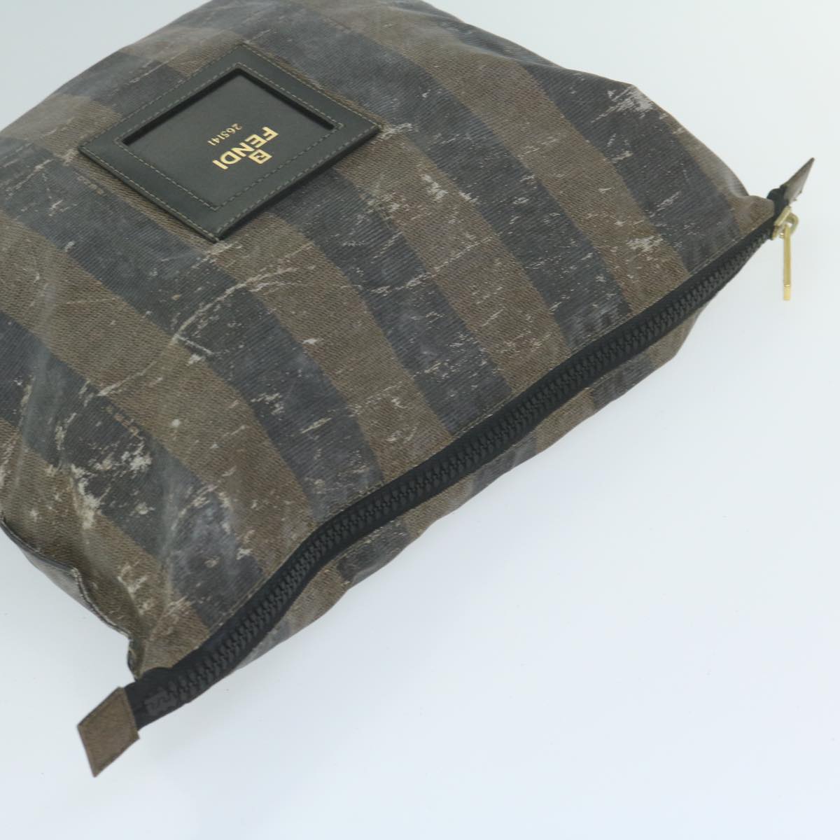 FENDI Pecan Canvas Pouch Boston Bag Coated Canvas 3Set Brown Black bs11155