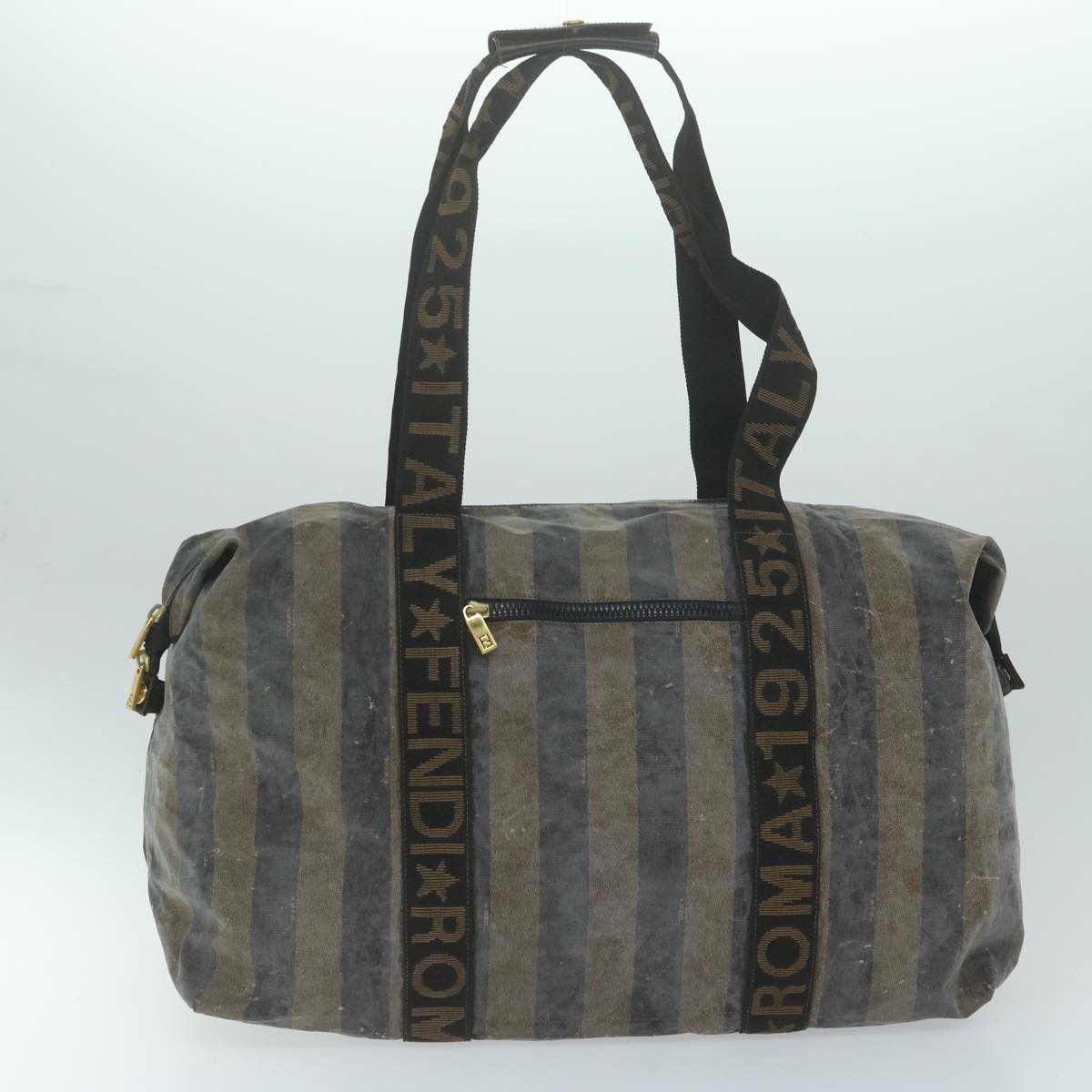 FENDI Pecan Canvas Pouch Boston Bag Coated Canvas 3Set Brown Black bs11155