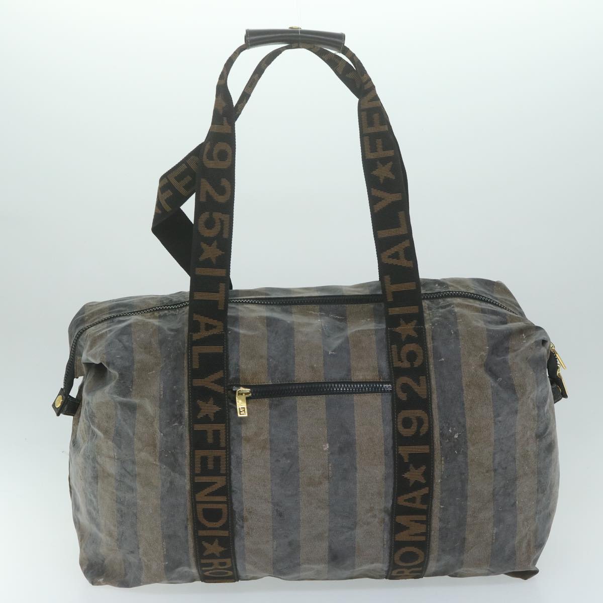 FENDI Pecan Canvas Pouch Boston Bag Coated Canvas 3Set Brown Black bs11155