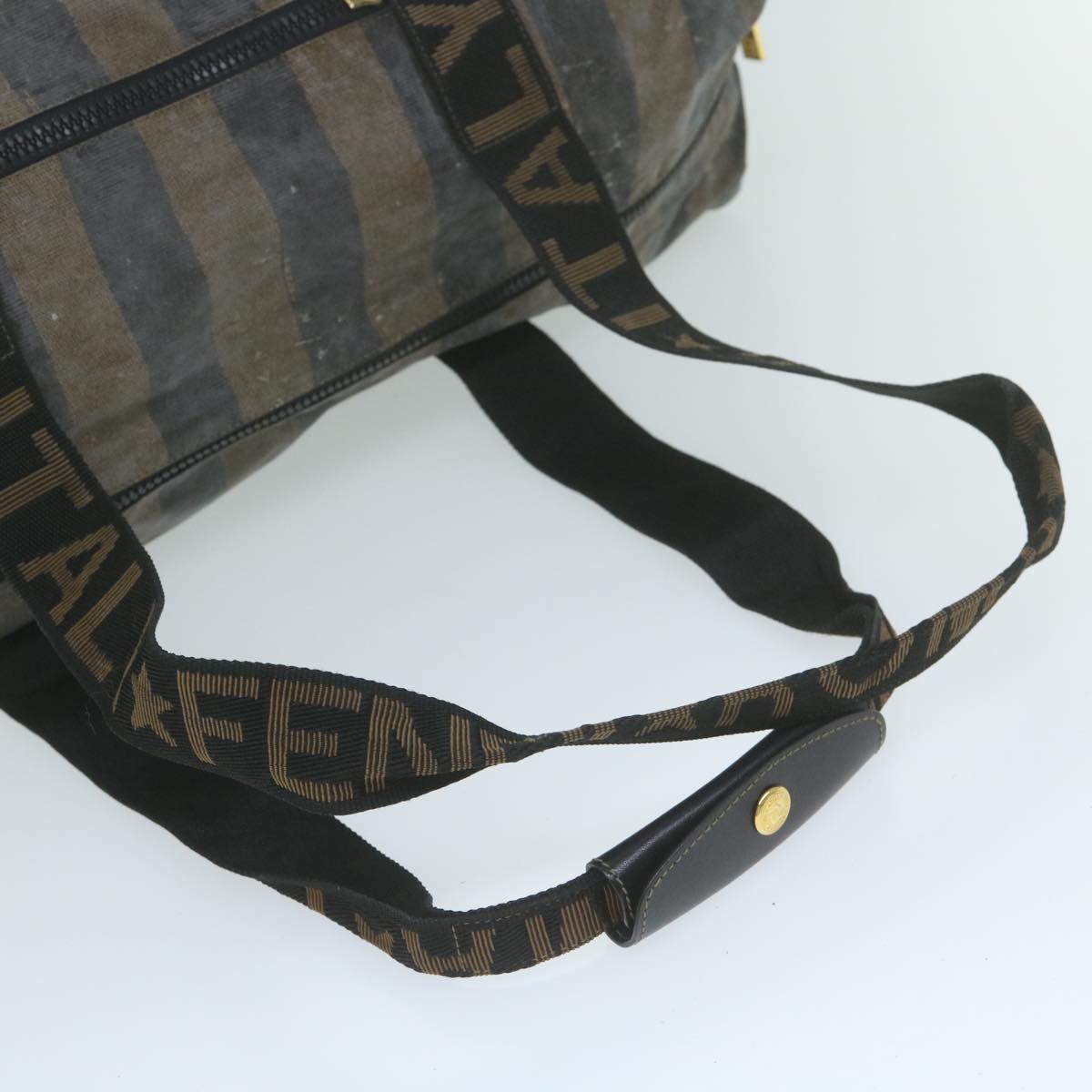 FENDI Pecan Canvas Pouch Boston Bag Coated Canvas 3Set Brown Black bs11155