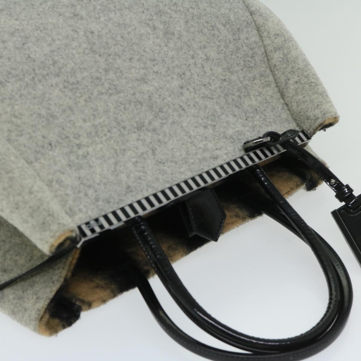 FENDI Hand Bag Wool Gray bs11233
