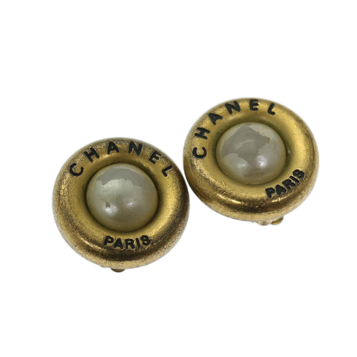 CHANEL Earring Gold Tone CC bs11280
