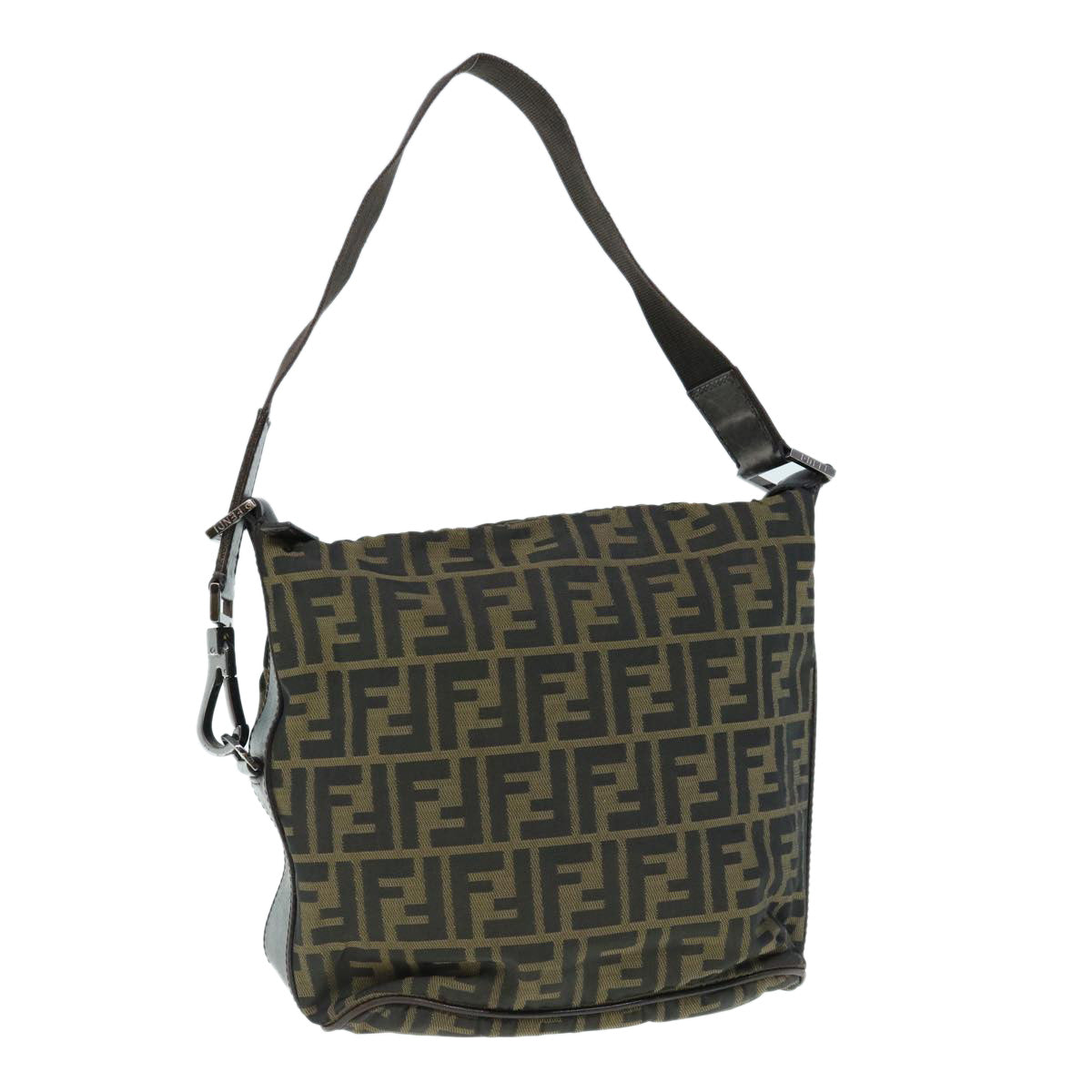 FENDI Zucca Canvas Shoulder Bag Black Brown bs11305