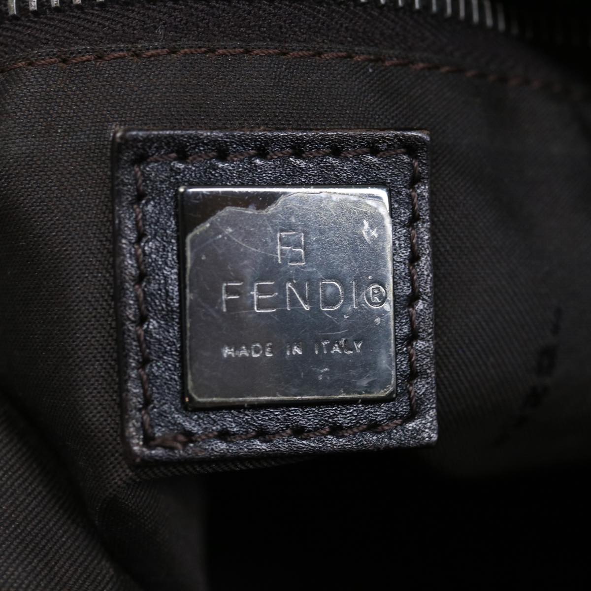 FENDI Zucca Canvas Shoulder Bag Black Brown bs11305