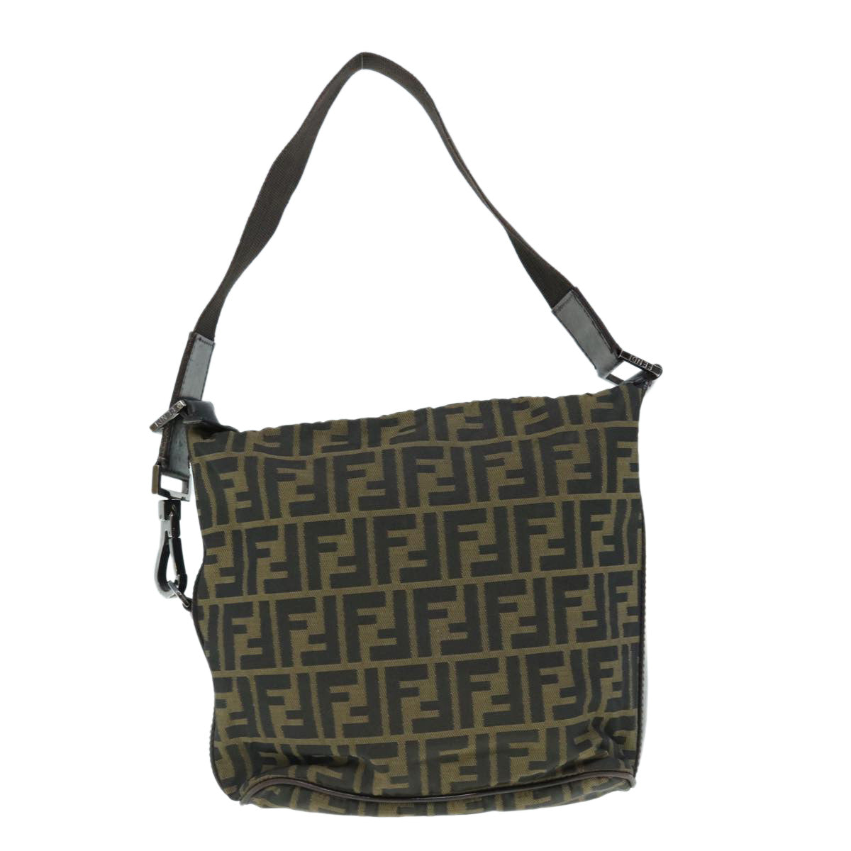 FENDI Zucca Canvas Shoulder Bag Black Brown bs11305