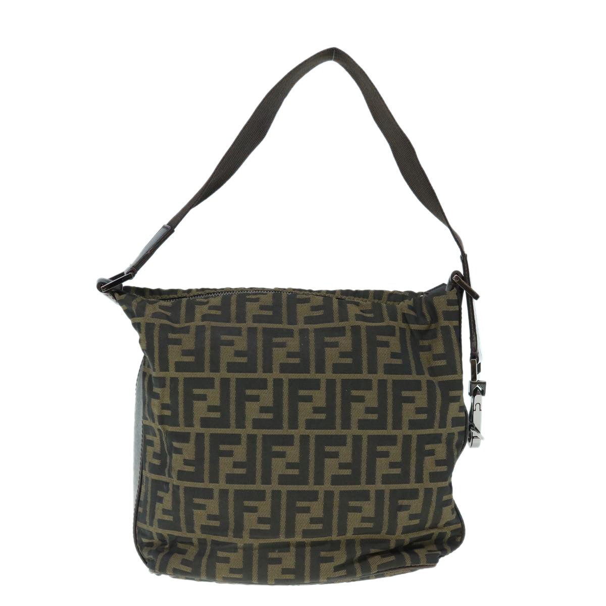 FENDI Zucca Canvas Shoulder Bag Black Brown bs11305