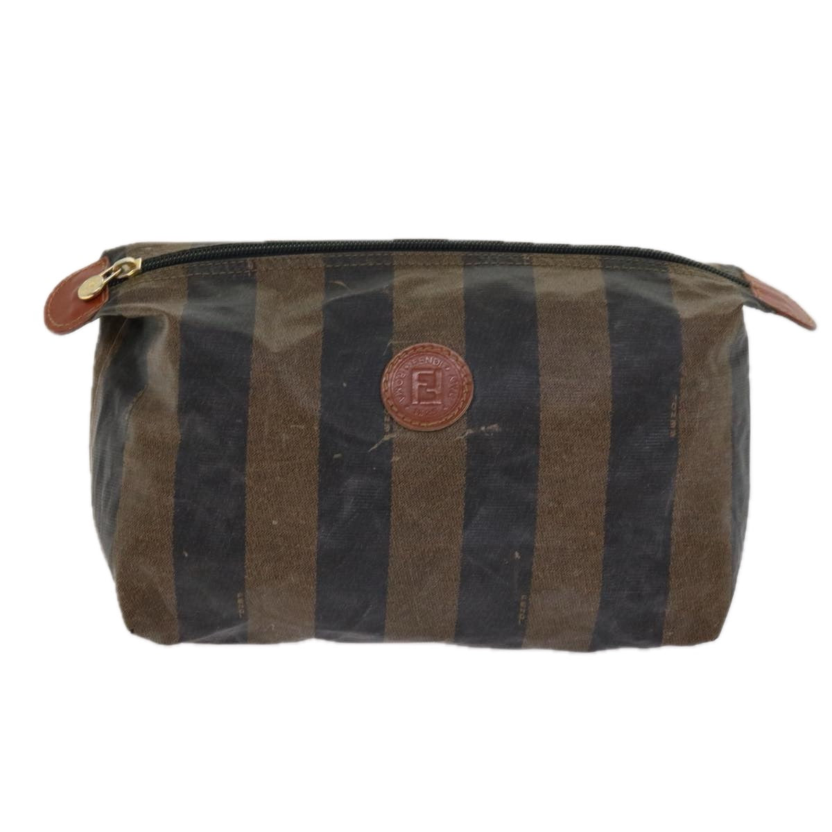 FENDI Pecan Canvas Pouch Hand Bag 2Set Brown bs11306