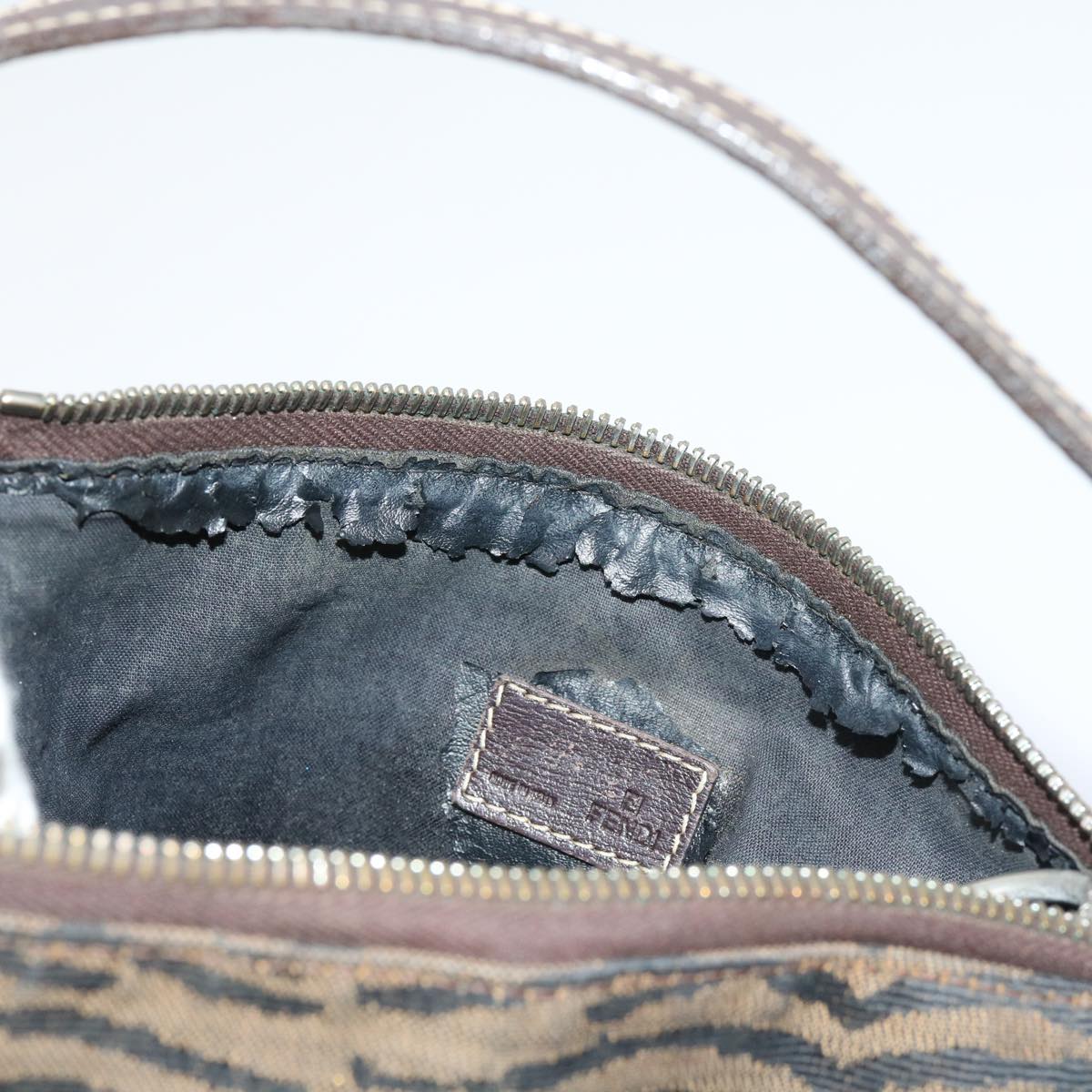 FENDI Pecan Canvas Pouch Hand Bag 2Set Brown bs11306