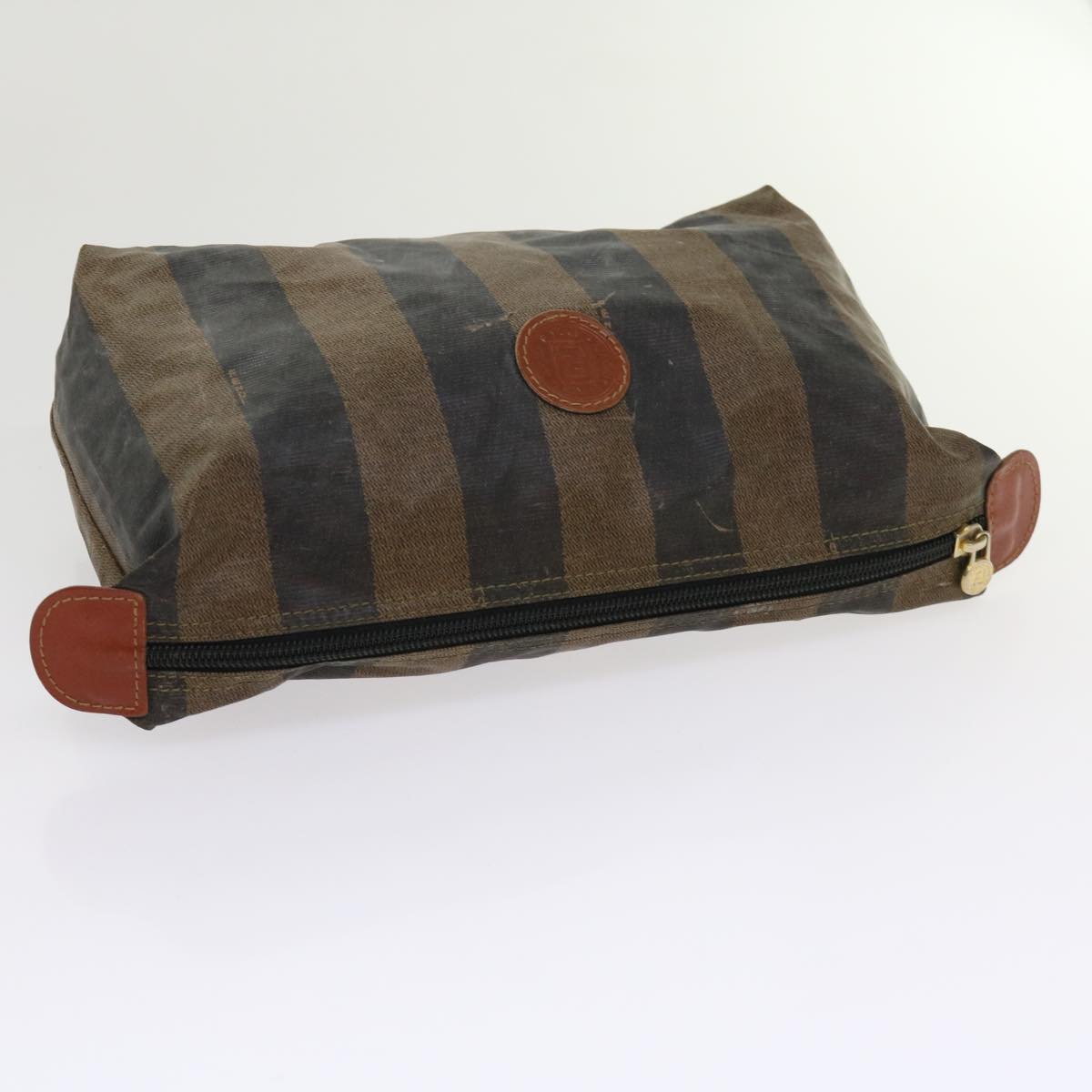 FENDI Pecan Canvas Pouch Hand Bag 2Set Brown bs11306
