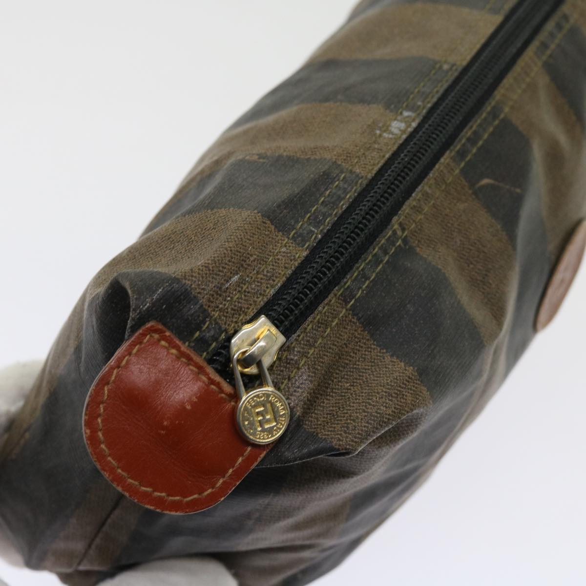 FENDI Pecan Canvas Pouch Hand Bag 2Set Brown bs11306