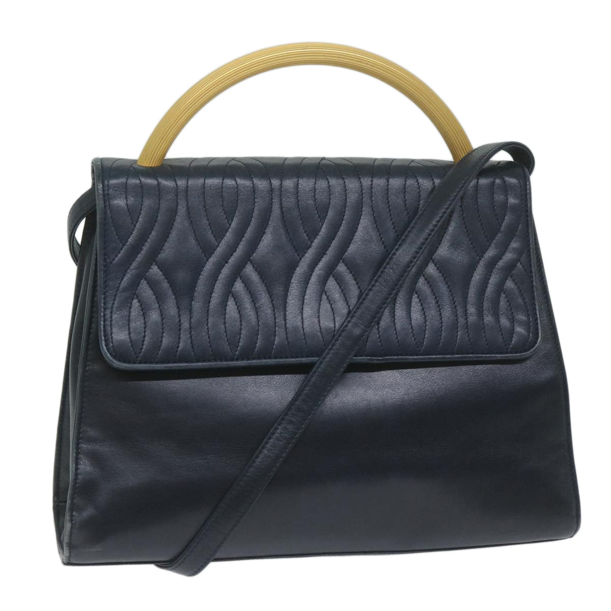 FENDI Hand Bag Leather Navy bs11310