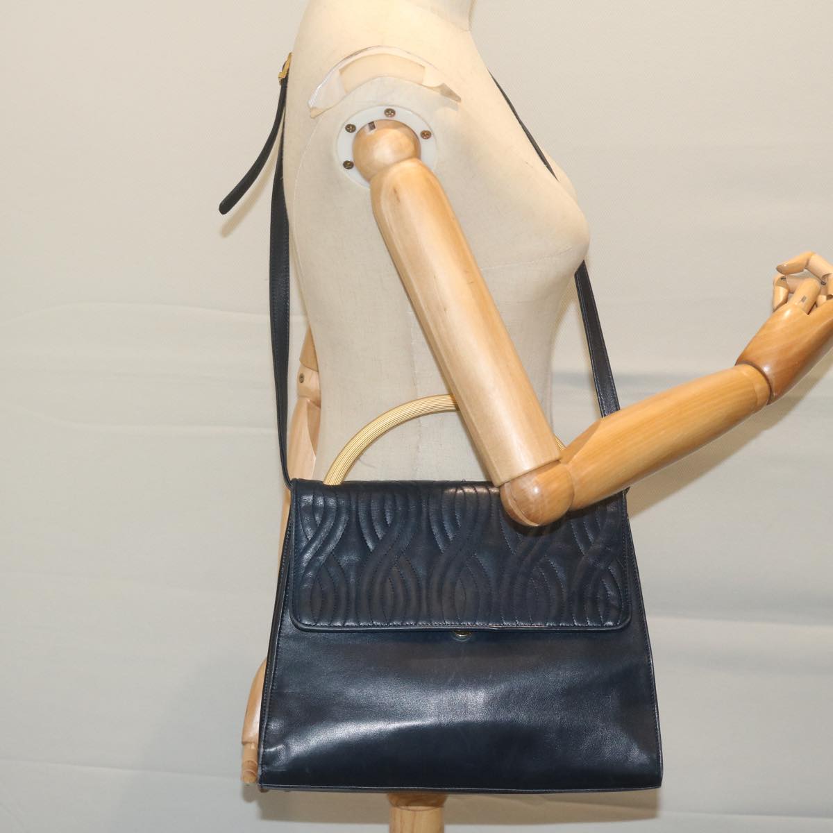 FENDI Hand Bag Leather Navy bs11310