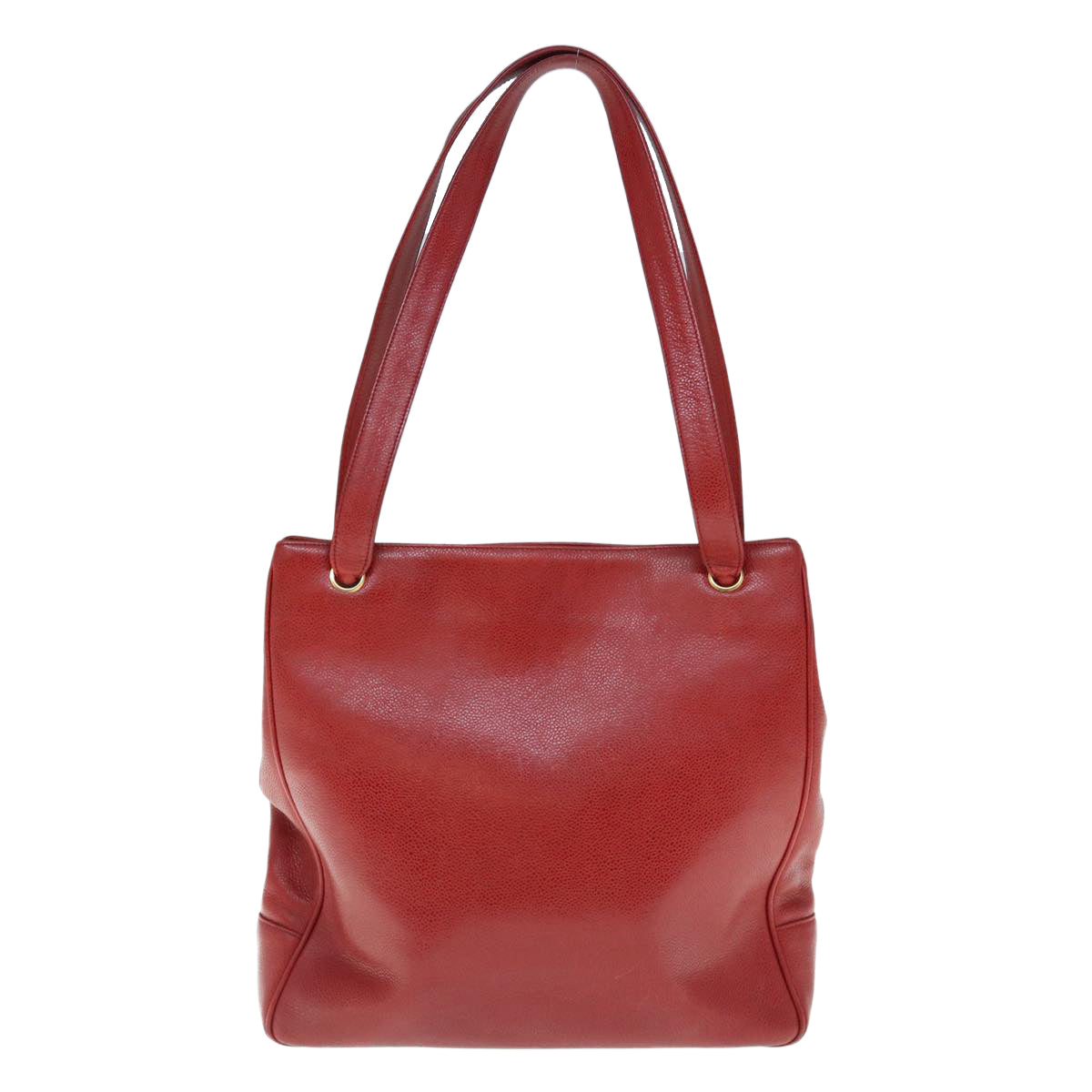 CHANEL Shoulder Bag Caviar Skin Red CC bs11402