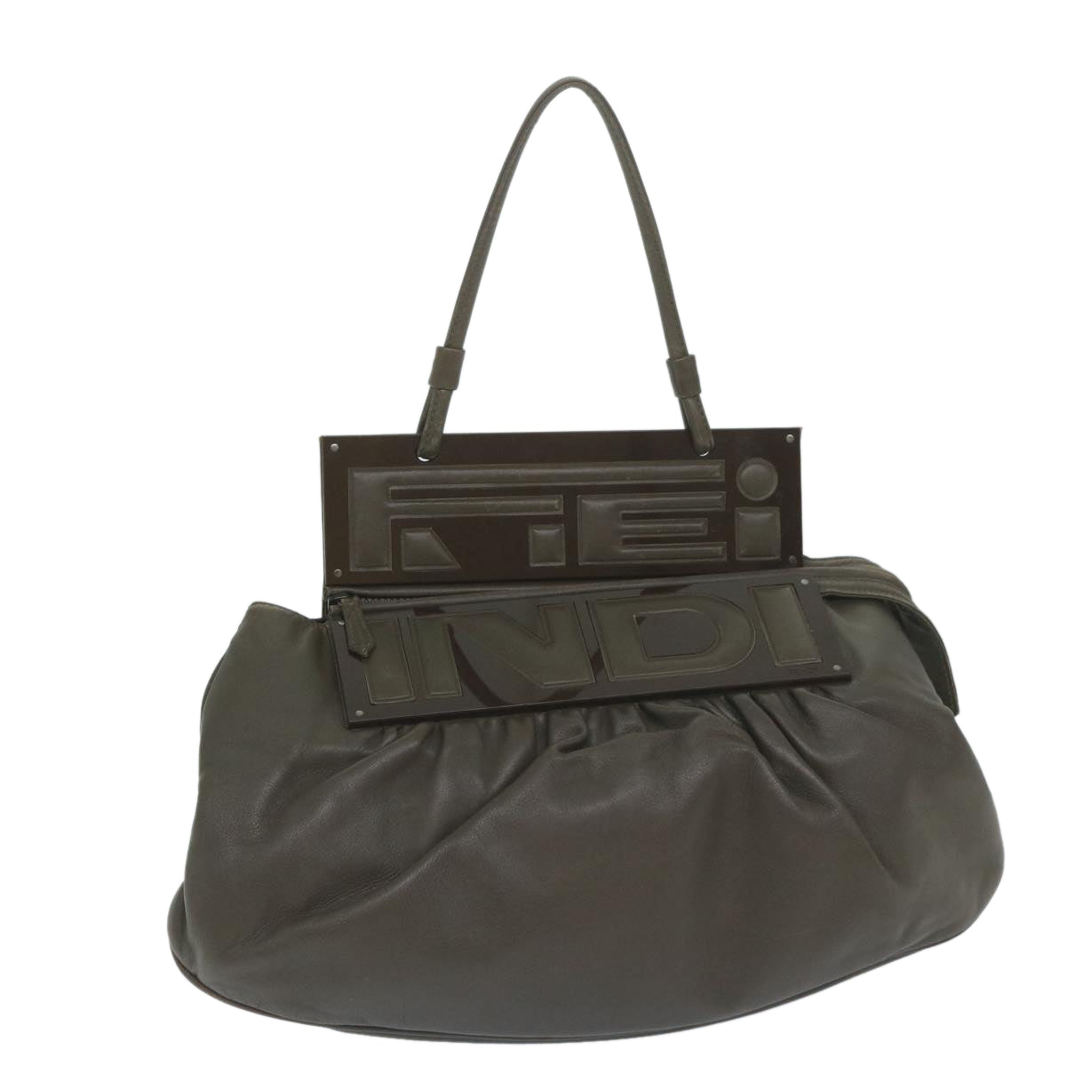 FENDI Shoulder Bag Leather Brown bs11438