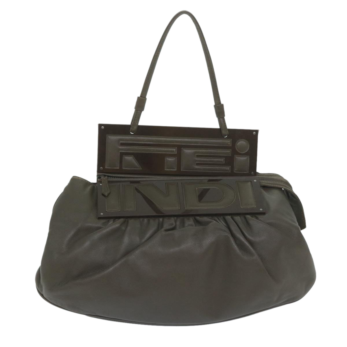 FENDI Shoulder Bag Leather Brown bs11438