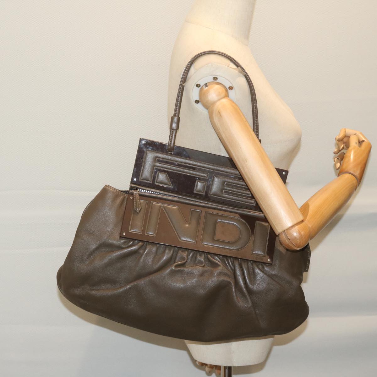 FENDI Shoulder Bag Leather Brown bs11438
