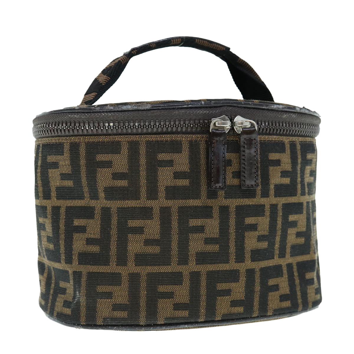FENDI Zucca Canvas Vanity Pouch Brown Black bs11466