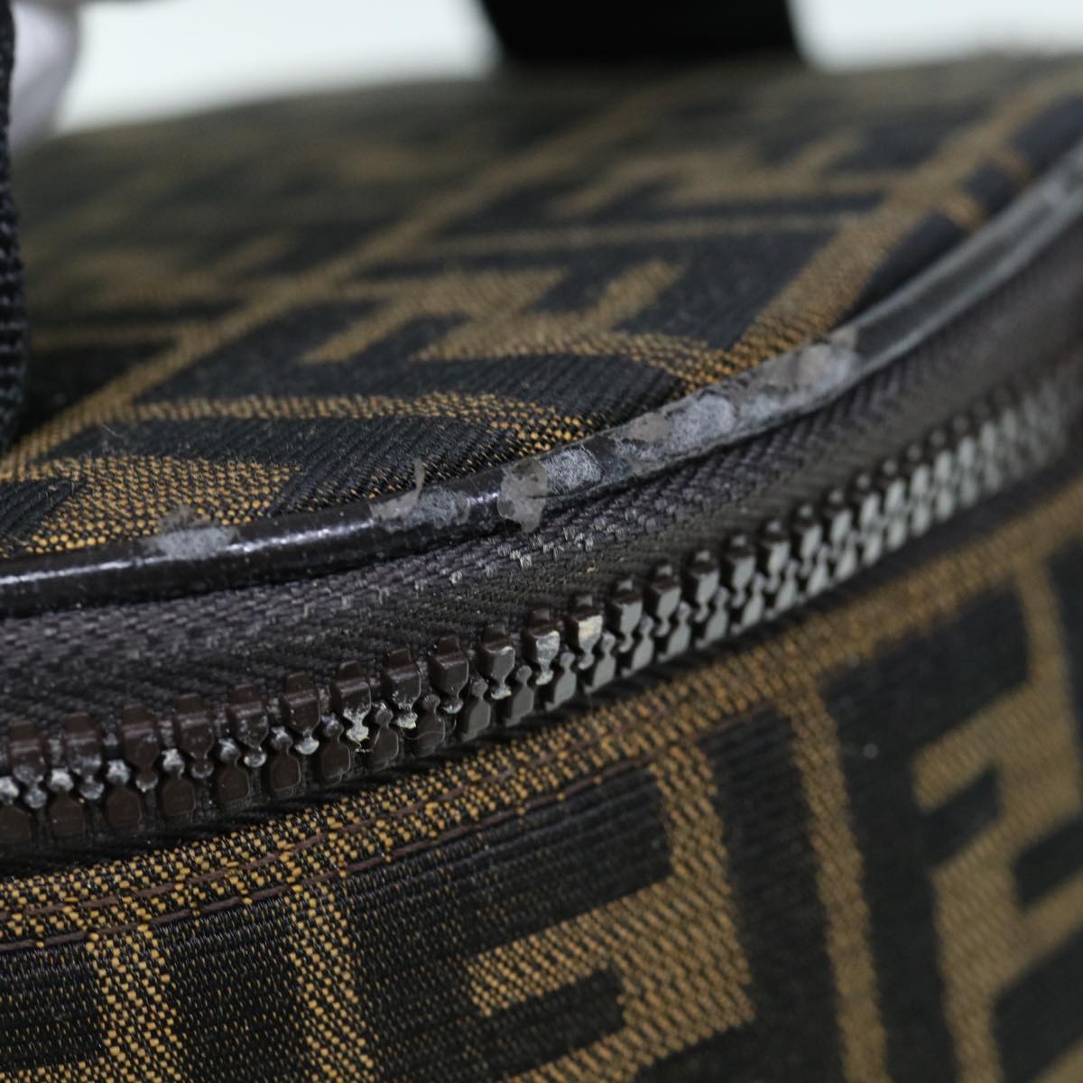 FENDI Zucca Canvas Vanity Pouch Brown Black bs11466
