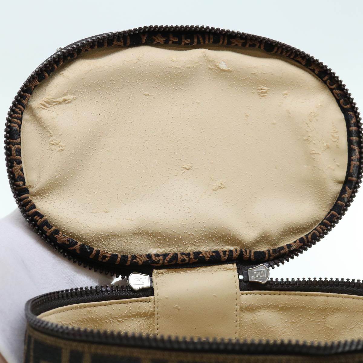 FENDI Zucca Canvas Vanity Pouch Brown Black bs11466