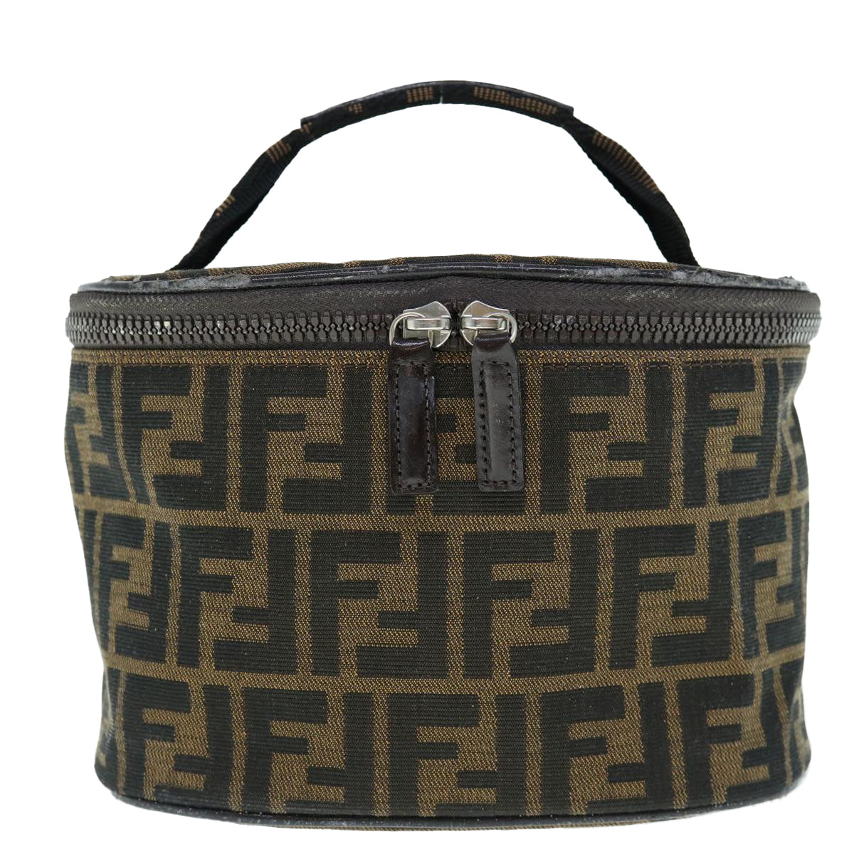 FENDI Zucca Canvas Vanity Pouch Brown Black bs11466