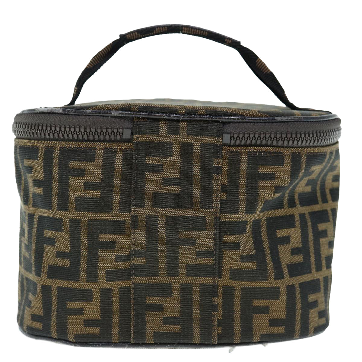 FENDI Zucca Canvas Vanity Pouch Brown Black bs11466