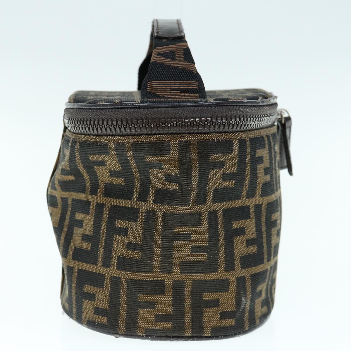 FENDI Zucca Canvas Vanity Pouch Brown Black bs11466