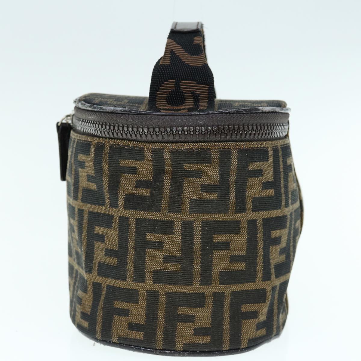 FENDI Zucca Canvas Vanity Pouch Brown Black bs11466
