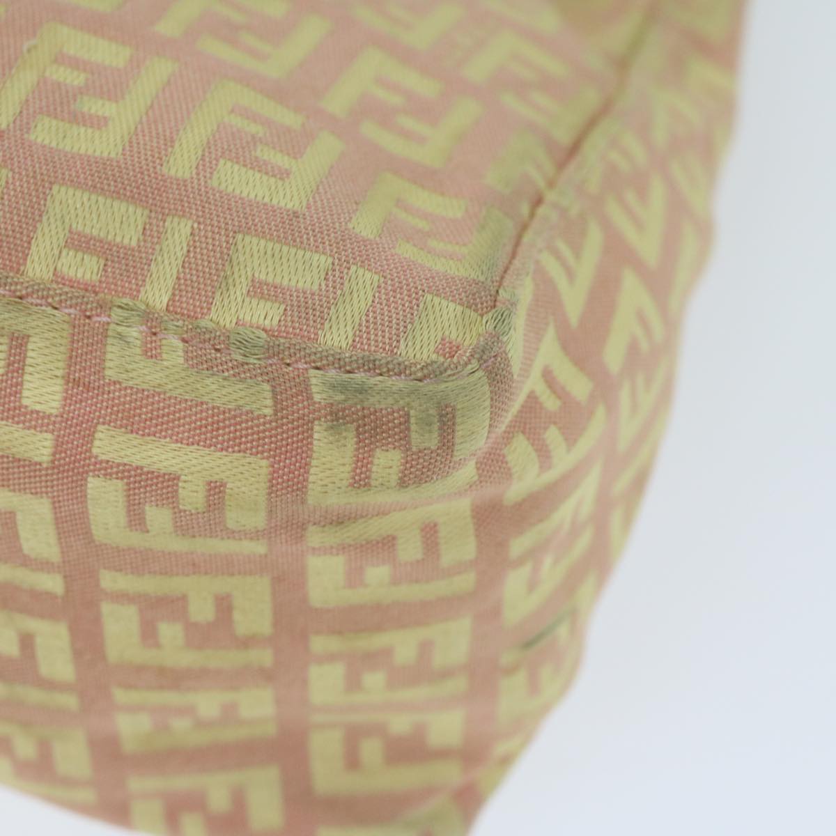 FENDI Zucchino Canvas Shoulder Bag Gold Tone bs11478