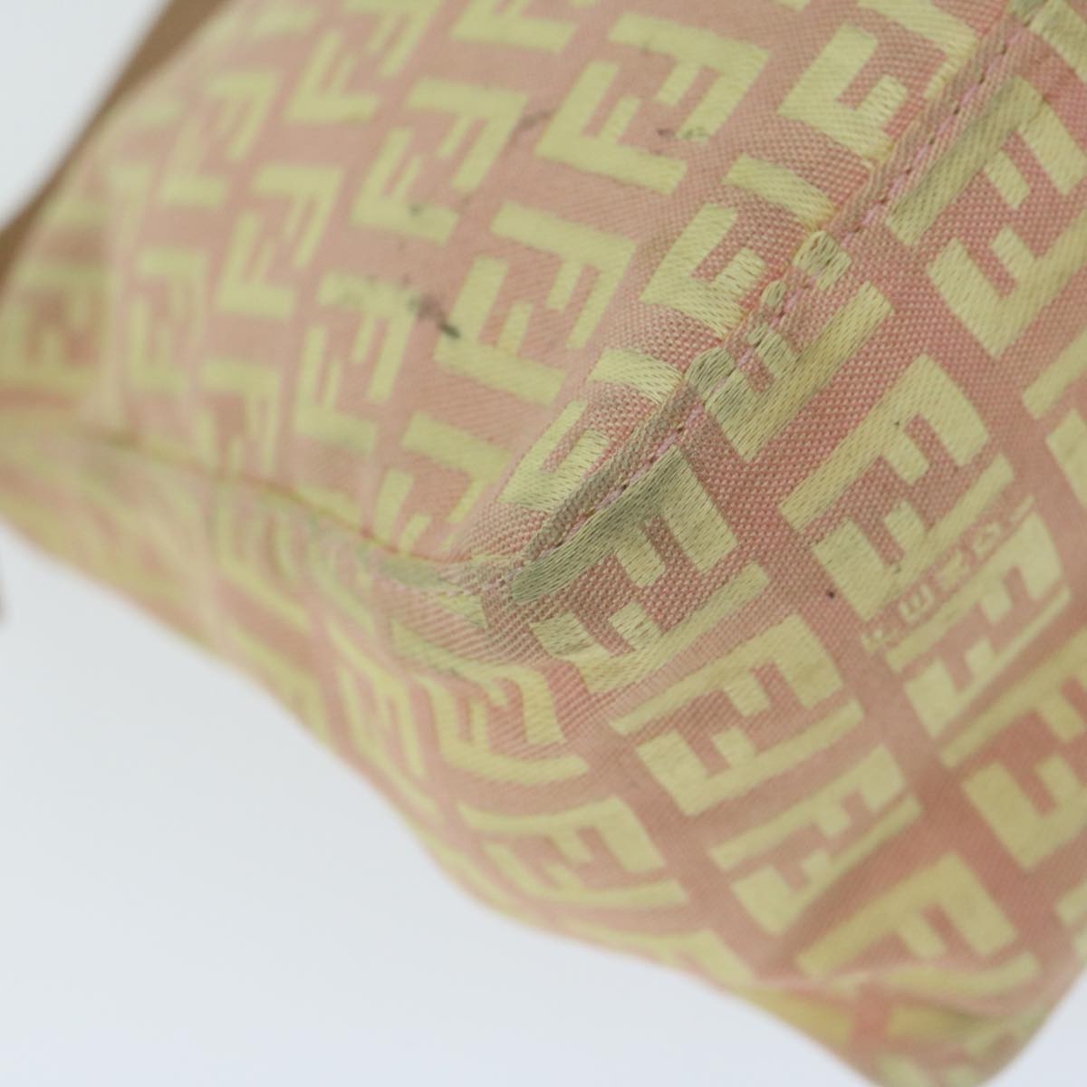 FENDI Zucchino Canvas Shoulder Bag Gold Tone bs11478