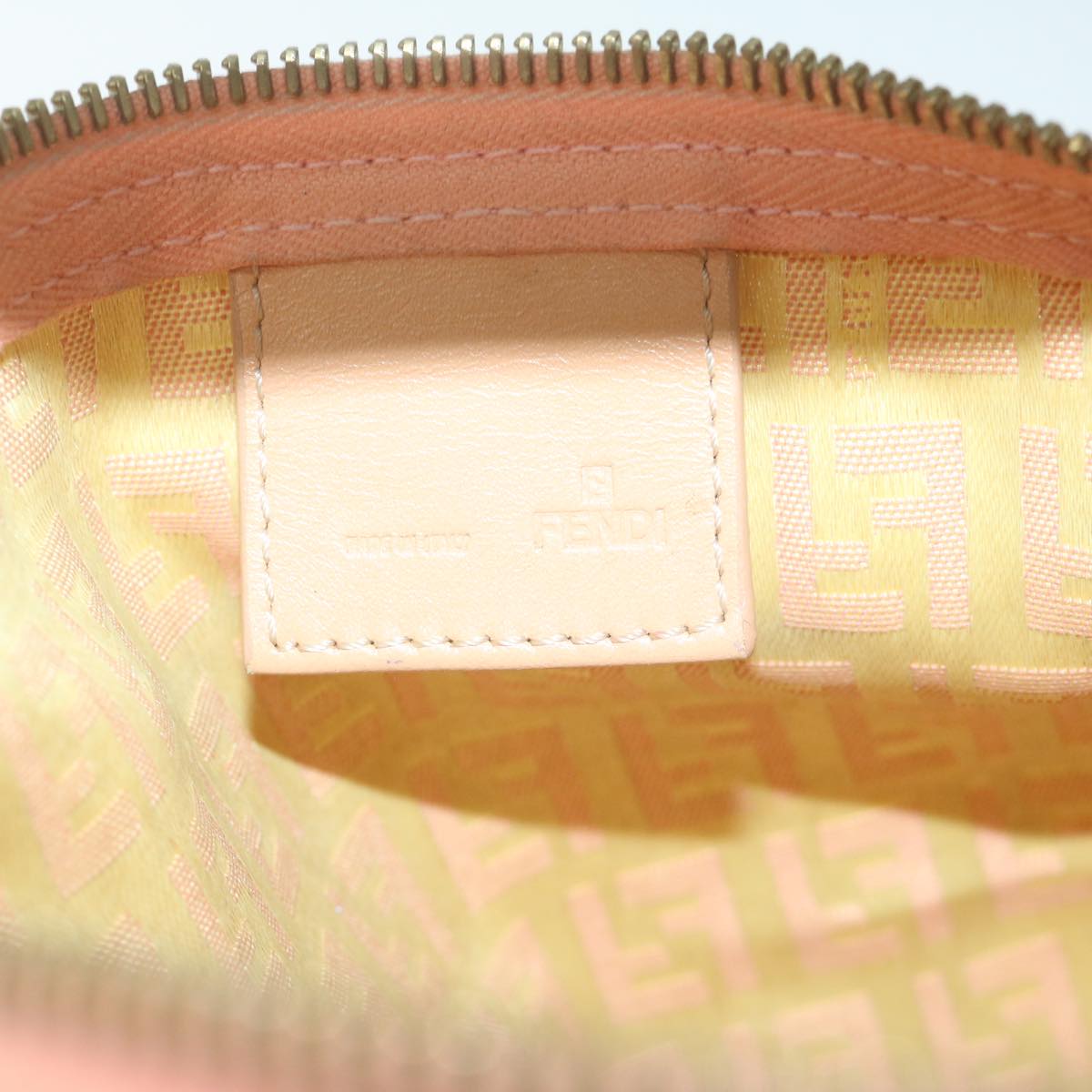 FENDI Zucchino Canvas Shoulder Bag Gold Tone bs11478
