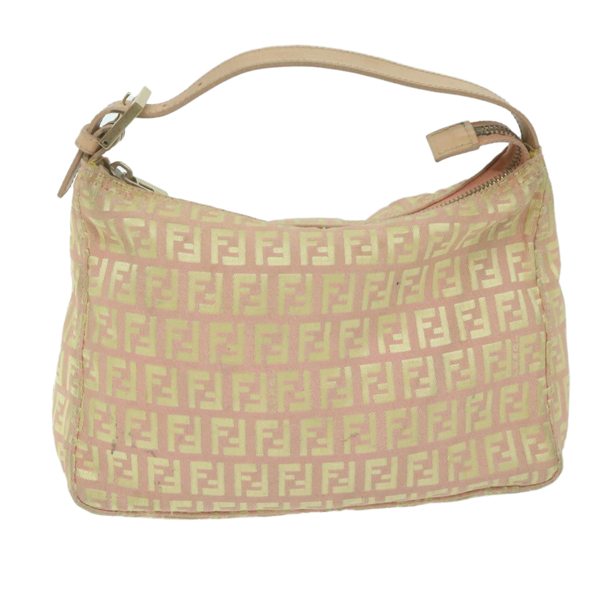 FENDI Zucchino Canvas Shoulder Bag Gold Tone bs11478