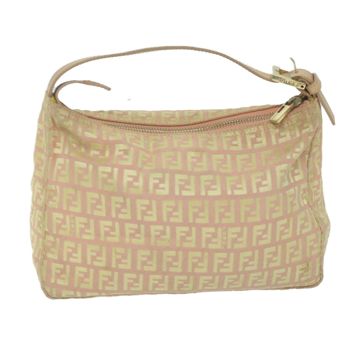 FENDI Zucchino Canvas Shoulder Bag Gold Tone bs11478